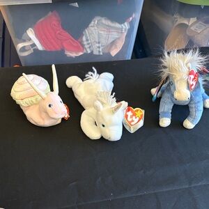 Ty Stuffed Animals - White Unicorn and Pink Snail